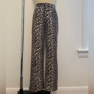 Ganni Animal Print Wide Leg Pants